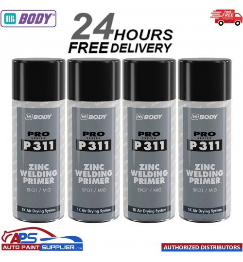 4 X HB BODY P311 ZINC WELD THROUGH PRIMER AEROSOL 400ML - BLACK